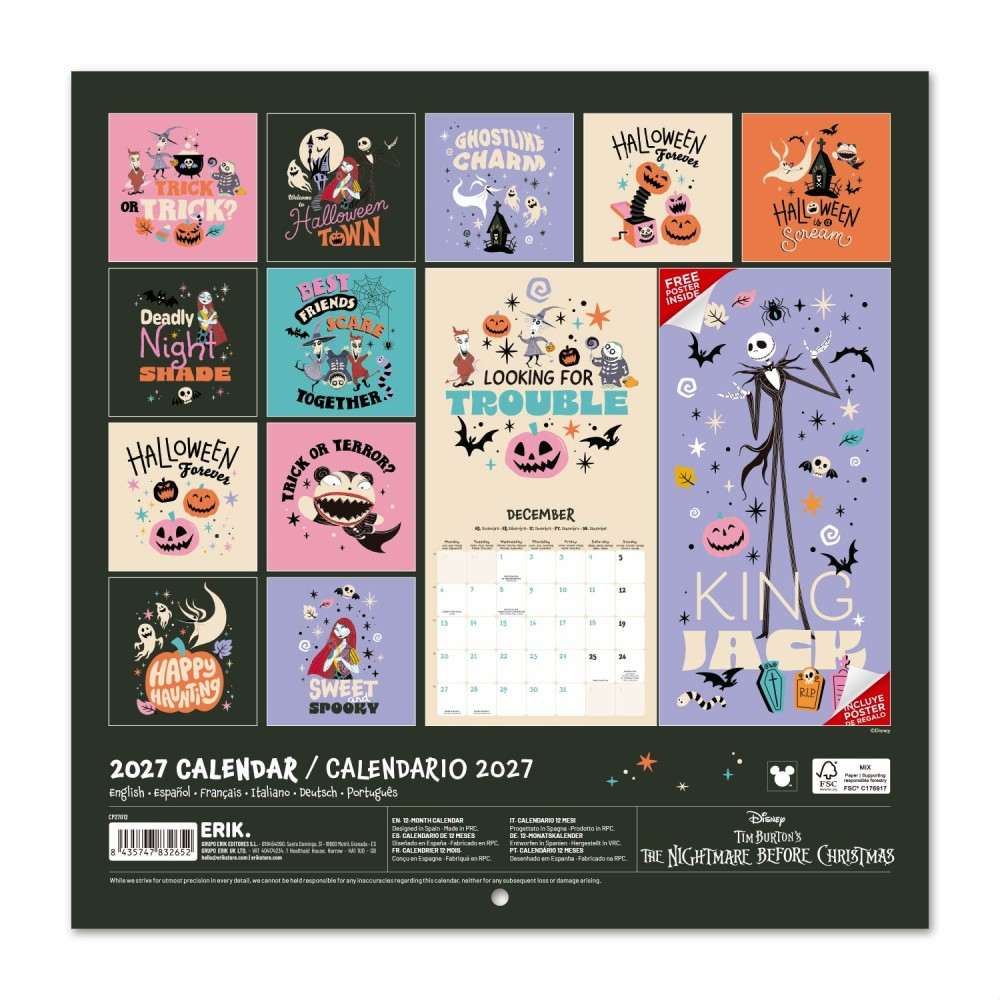 Grupo Erik Disney The Nightmare Before Christmas - 2027 30X30 Kalender - Mehrfarben